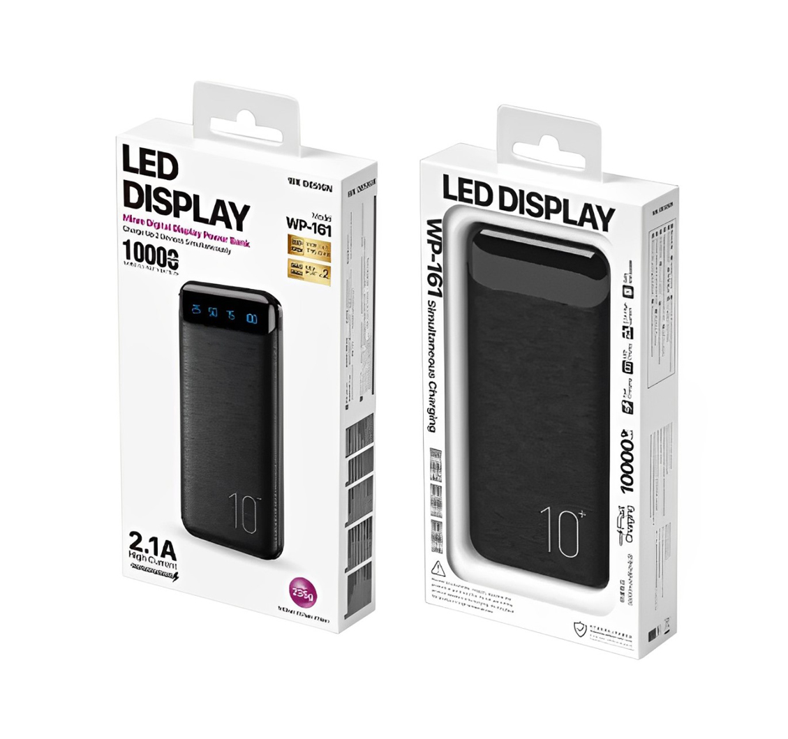 Wekome Minre Series Led Display Power Bank 10000 mah (WP-161) Black