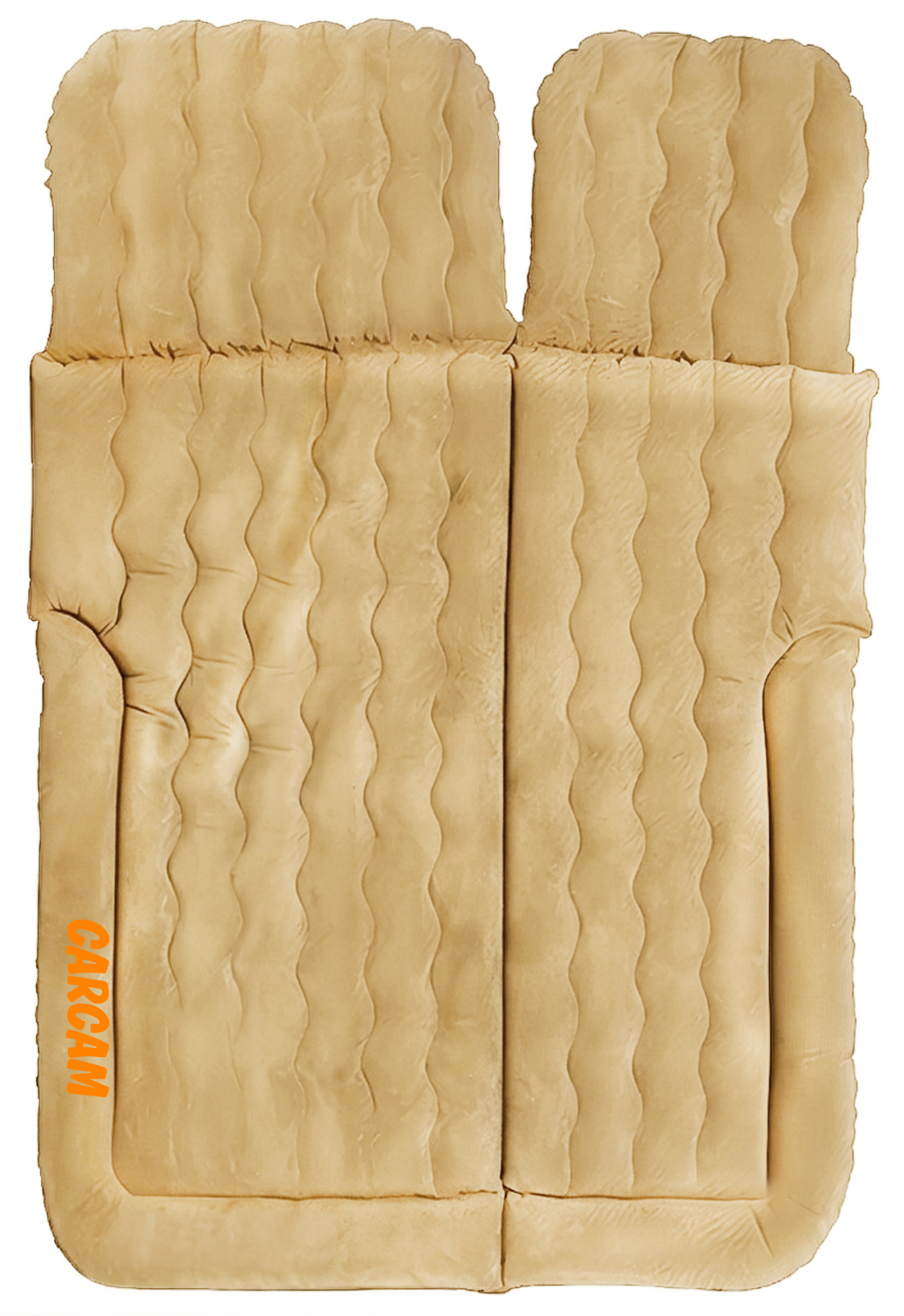 CARCAM Inflatable Auto Airbed, Two Pillows, Auto Air Pump, Repair Kit, 175x155 cm. (CCMTE134) Brown