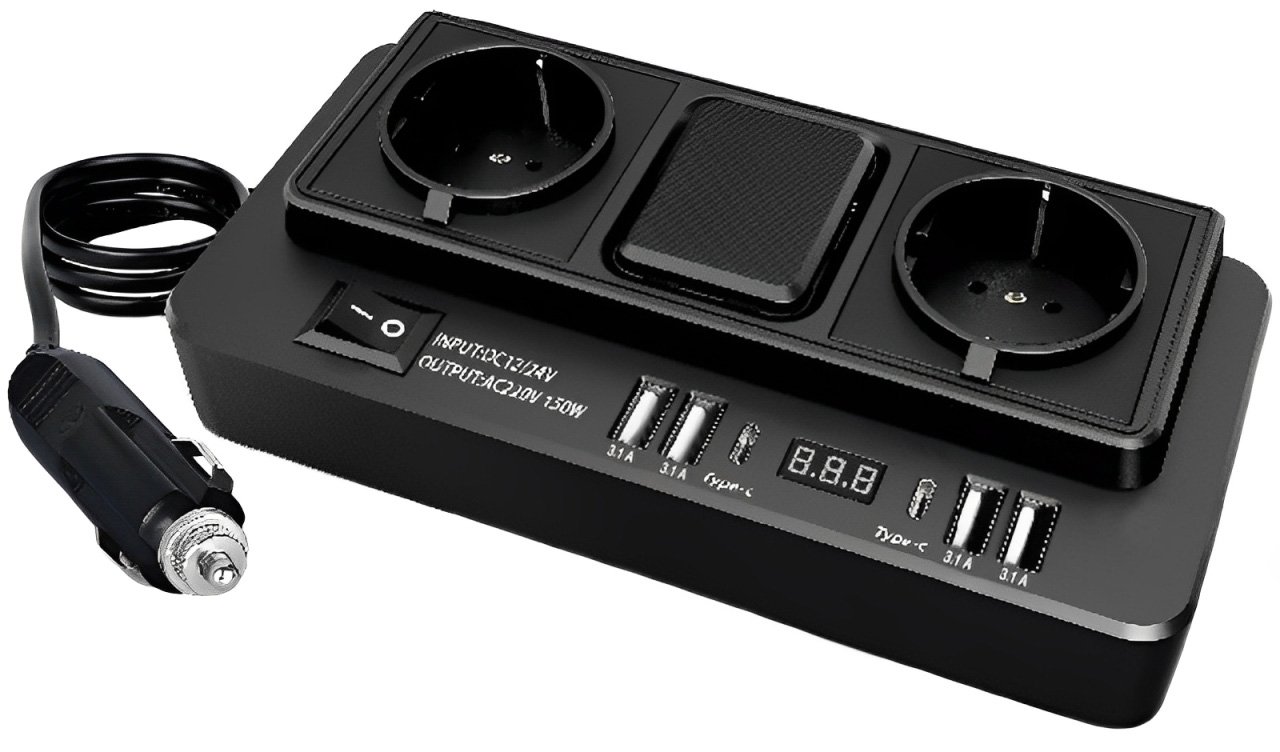 CARCAM IN-CAR Intelligent Car Power Inverter 150W (M1668)