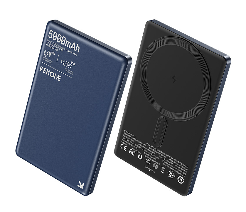 Wekome Blade Ultra-Thin Magnetic Wireless Power Bank 15W 5000 mAh Type-C (WP-82) Blue