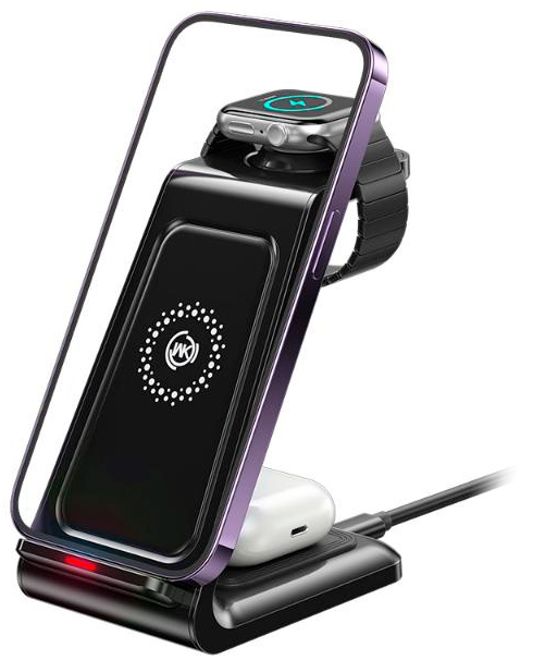 Wekome Pop Digital Series 3-in-1 Wireless Charger (WP-U168) Black