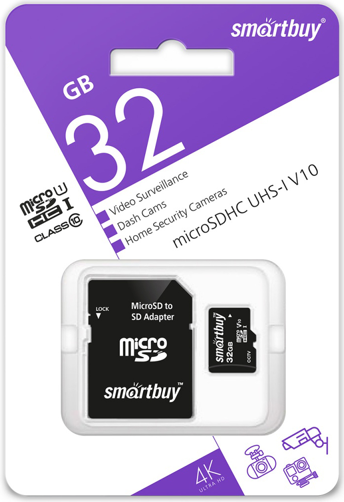 SmartBuy microSDHC 32Gb Class10 U1 V10 (SB32GBSDCCTV)