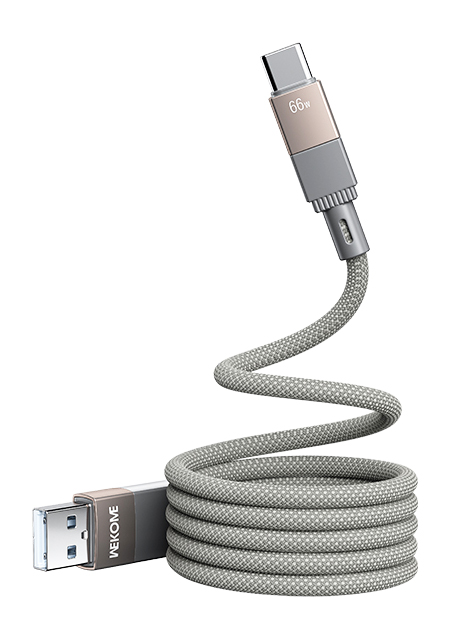 Wekome Magneto Series Magnetic Data Cable USB A to Type-C 1m 66W (WDC-45) Grey