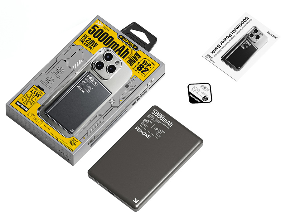 Wekome Blade Ultra-Thin Magnetic Wireless Power Bank 15W 5000 mAh Type-C (WP-82) Tarnish