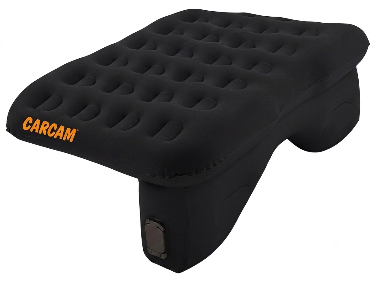 CARCAM Inflatable Back Seat Auto Airbed, Auto Air Pump, Repair Kit, 135x85 cm. (CCMTE1750) Black