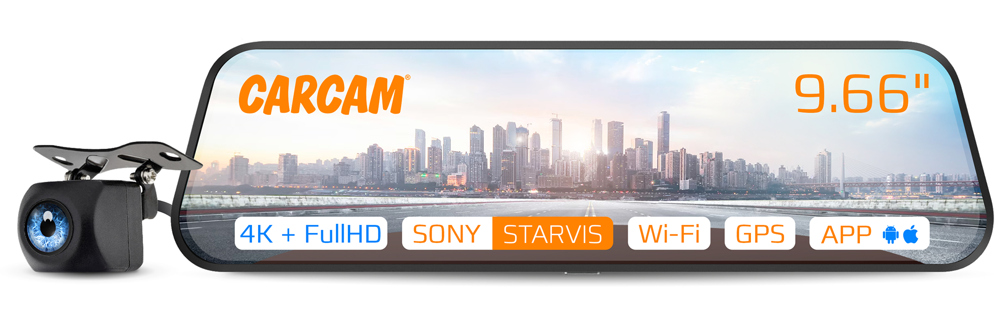 CARCAM 4K+FHD WiFi GPS Mirror Dash Cam Z8 Pro