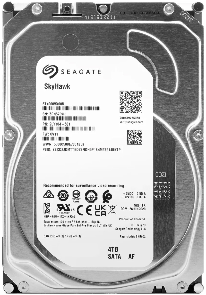 Seagate SkyHawk HDD 4TB, SATA III, 3.5" (ST4000VX005)