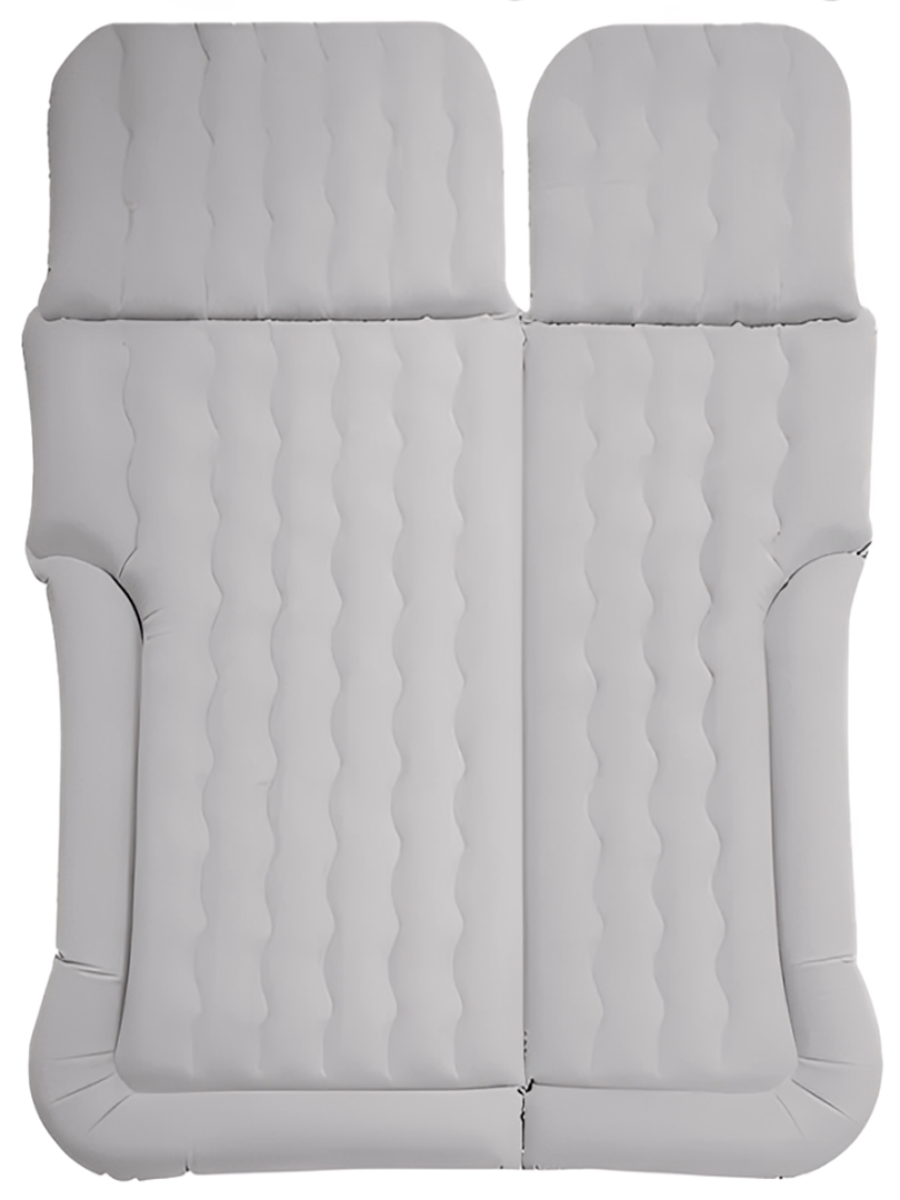 CARCAM Inflatable Auto Airbed, Two Pillows, Auto Air Pump, Repair Kit, 175x155 cm. (CCMTE134) Gray