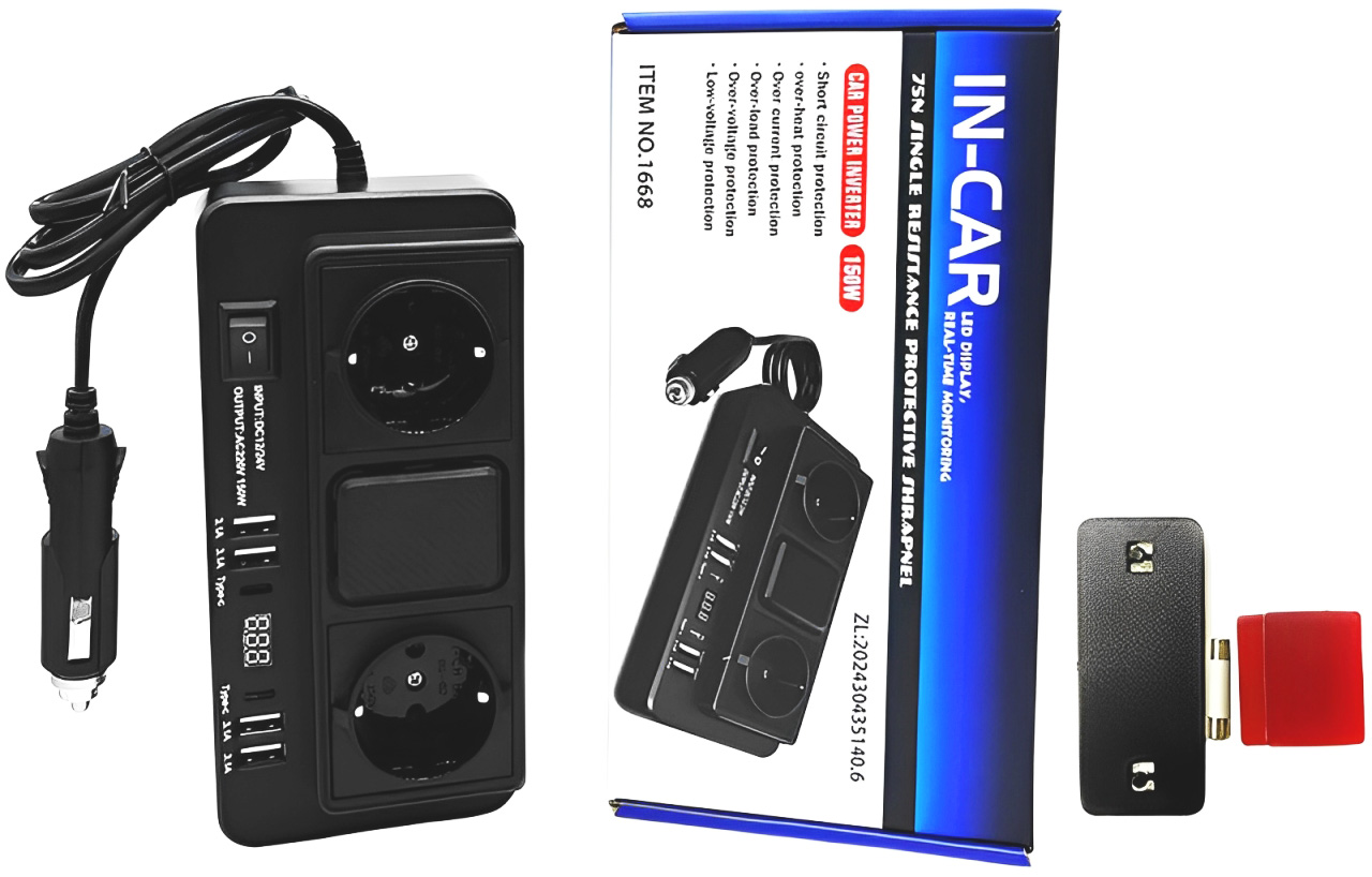 CARCAM IN-CAR Intelligent Car Power Inverter 150W (M1668)