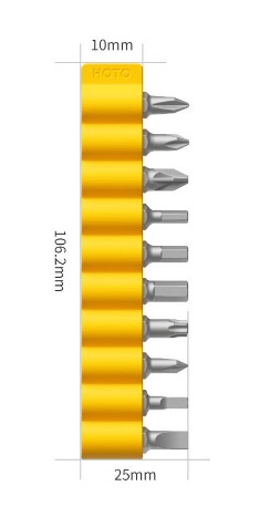 Xiaomi Hoto Screwdriver Bit Set 25mm 10шт (QWLSD002)