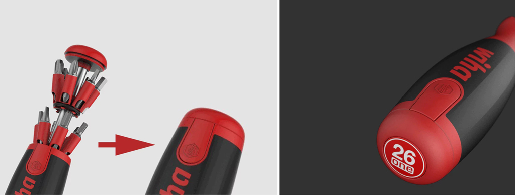 Рукоятка Xiaomi Wiha 26 in 1 Screwdriver Kit обладает продуманной формой и противоскользящим Soft Touch покрытием