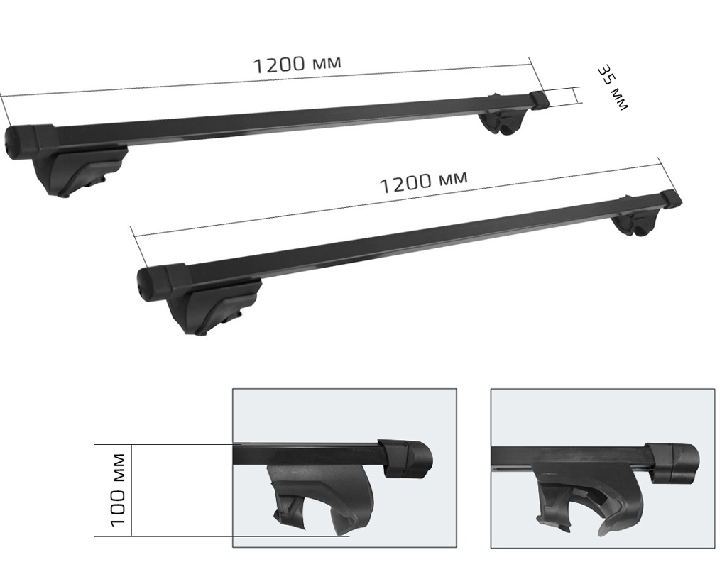 Габариты Carcam Rail 8102+b3 – автомобильного багажника с системой защиты от кражи