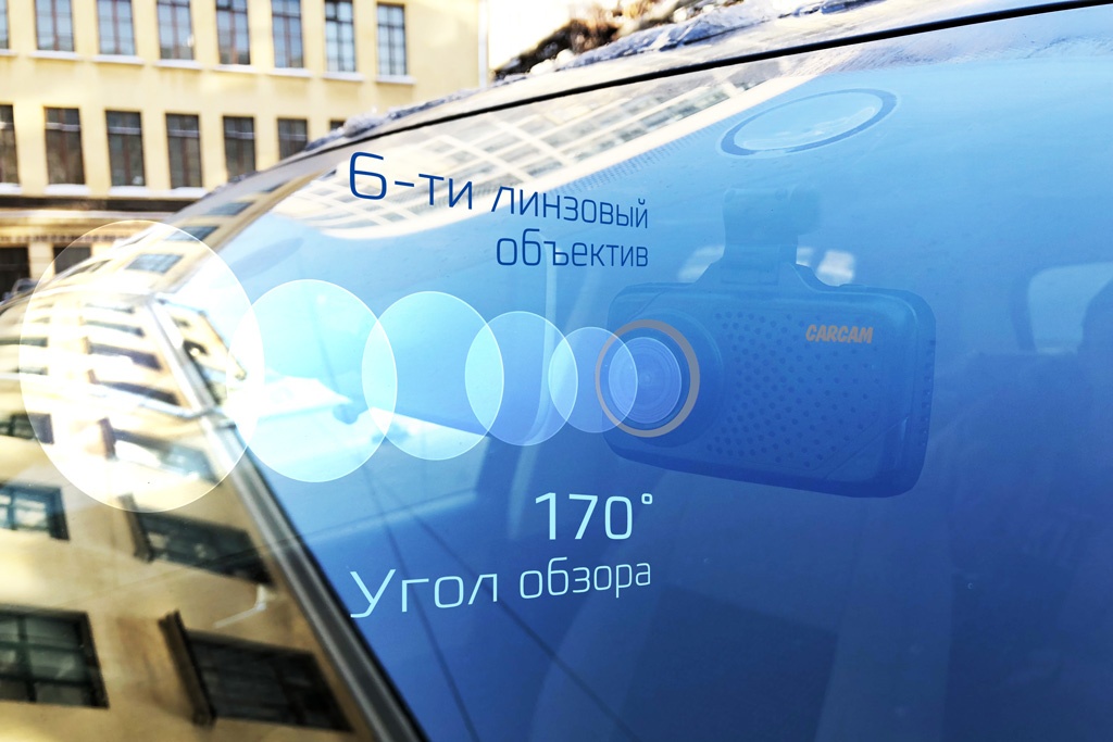 Автомобильный видеорегистратор CARCAM HYBRID - 6-линзовый объектив с ИК-фильтром