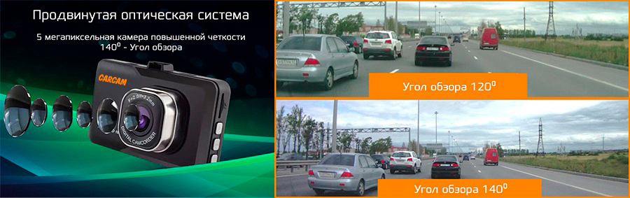 FullHD видеорегистратор с широкоугольным объективом 140° КАРКАМ F1