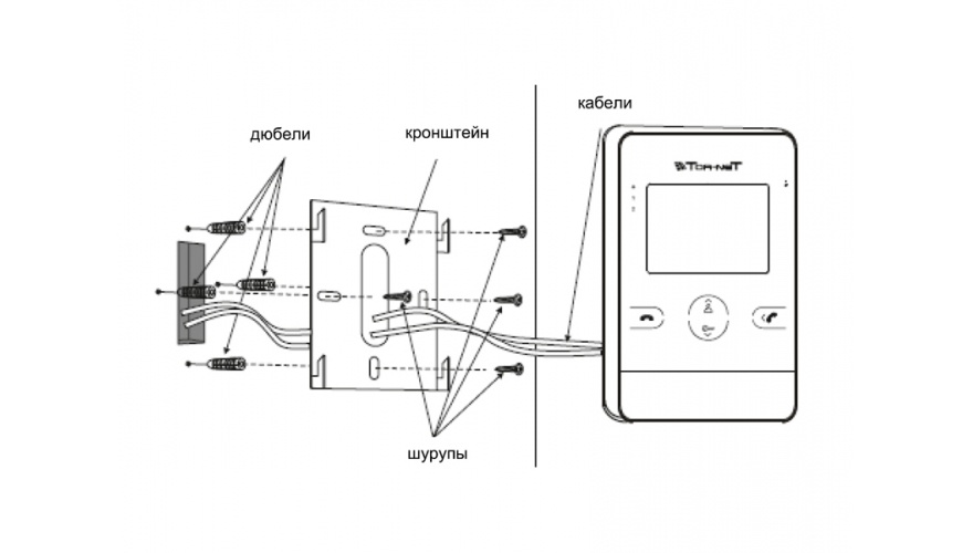 Видеодомофон Tornet TR-25B - схема установки