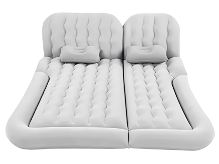 CARCAM Inflatable Auto Airbed, Two Pillows, Auto Air Pump, Repair Kit, 175x155 cm. (CCMTE134) Gray