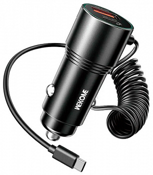 Wekome Pop Digital Series 66W Cabled Fast Car Charger (WP-C51) Black