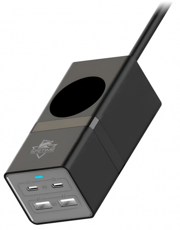 Spetime Universal Desktop Power Strip with Fast Charging Gan3 Pro 65W (TDS12) Black