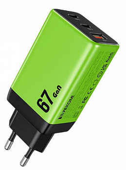 Wekome Keylour Series 67W GaN Charger USB-C*2 USB-A*1 (WP-U157) Green