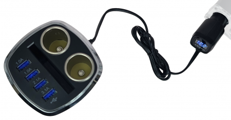 Shunwei 2 Way Cigarette Lighter Socket With 4 USB Port (SD-1931C)