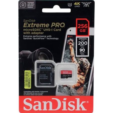 SanDisk Extreme Pro 256GB microSDXC UHS-I with Adapter (SDSQXCD-256G-GN6MA)