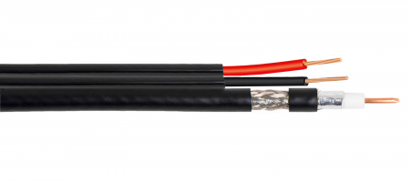 Кабель коаксиальный RG-59U, 75 Ом (CCA, AL) + 2x0.75 мм2 CCA, чёрный, 10 м