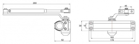 Доводчик ALDC-65B для дверей до 65кг - коричневый