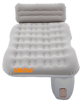 CARCAM Inflatable Back Seat Auto Airbed, Auto Air Pump, Repair Kit, 135x85 cm. (CCMTE1750) Gray